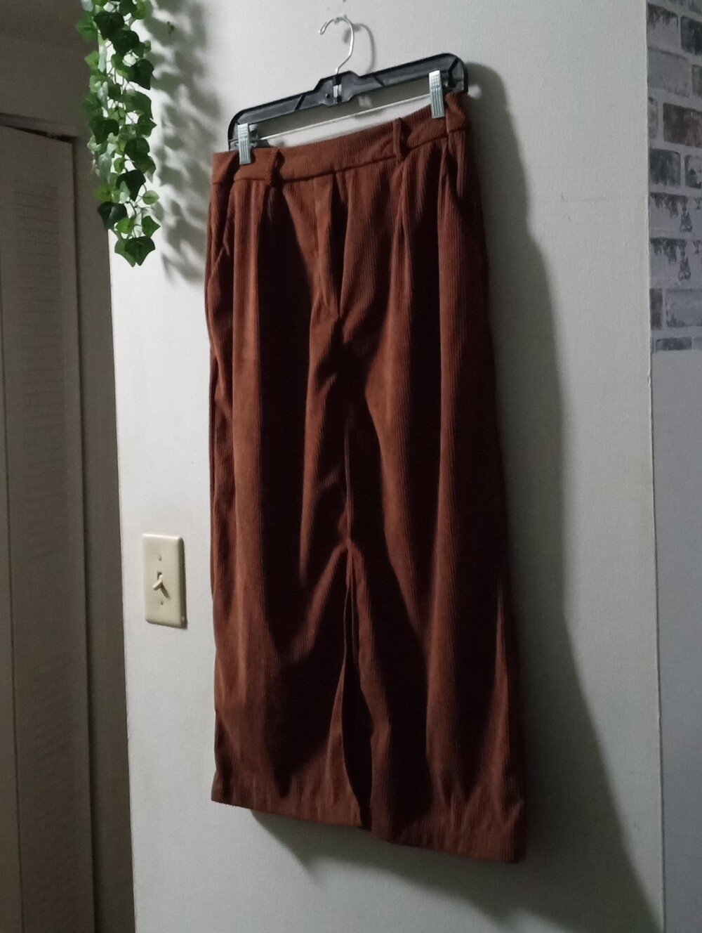 Brown Corduroy Skirt  Classic Straight Fit